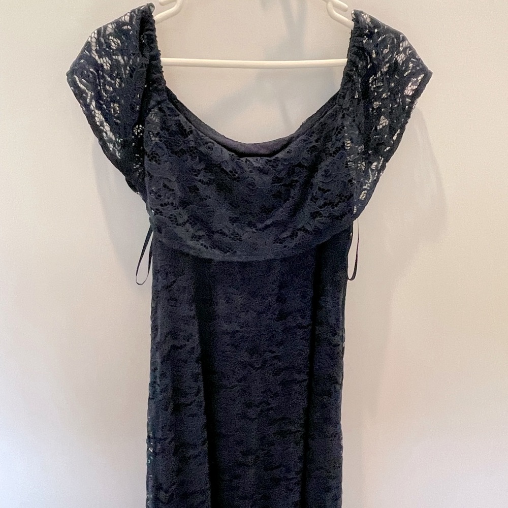 Navy lace maternity dress